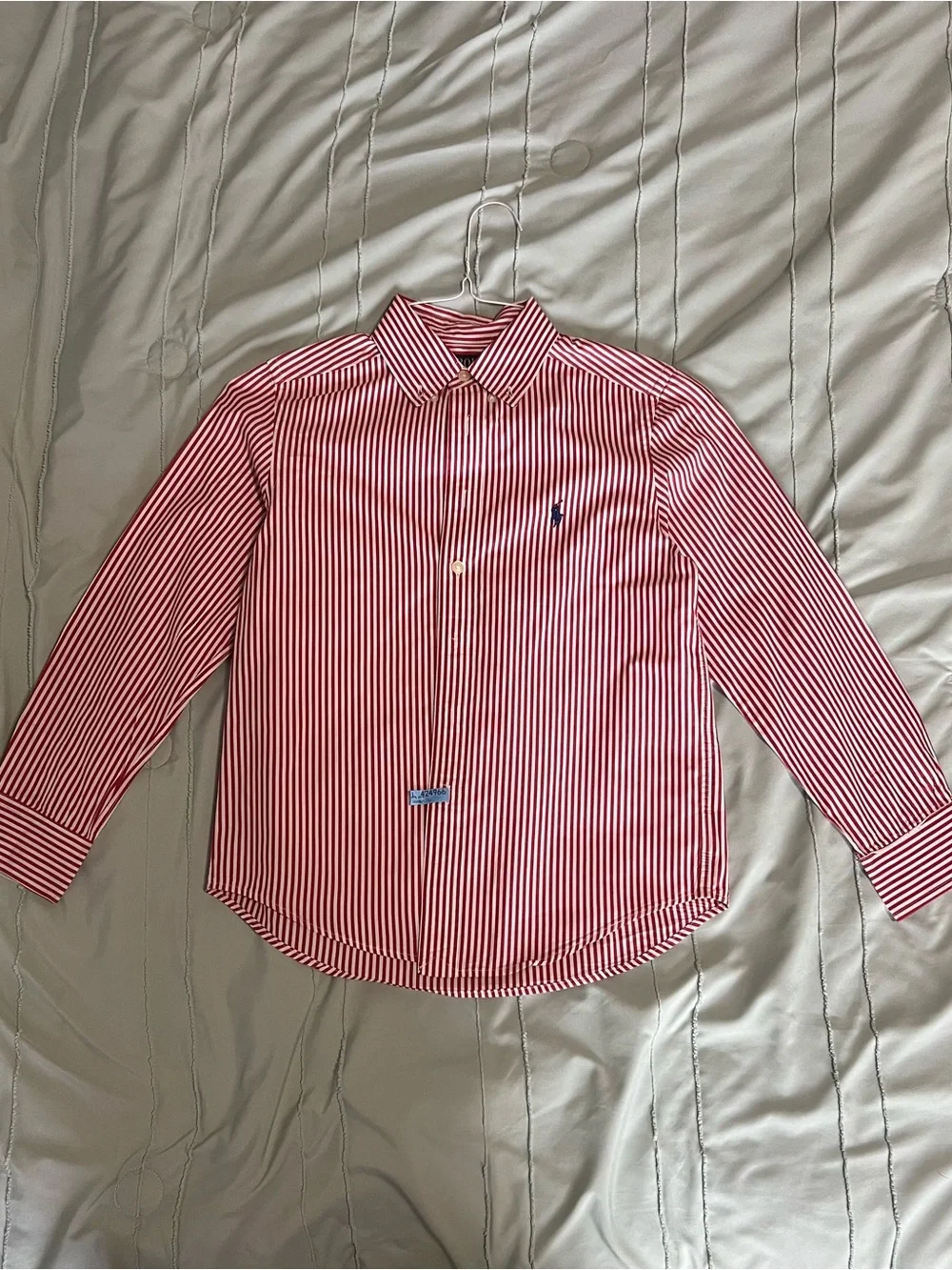 Ralph Lauren Red & White Vertical Stripe button-up Shirt Boys medium